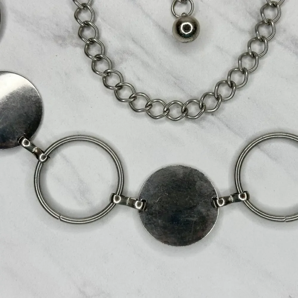 Silver Tone Disc Chain Link Belt One Size (OS) ✨